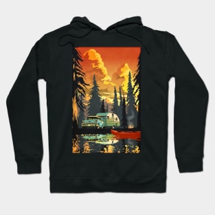 retro sunset scenic camping travel poster, outdoors, tourism Hoodie